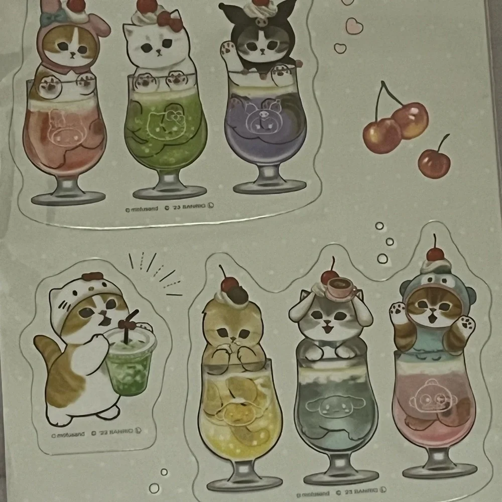 Mofusand/Sanrio Family Big Clear Stickers